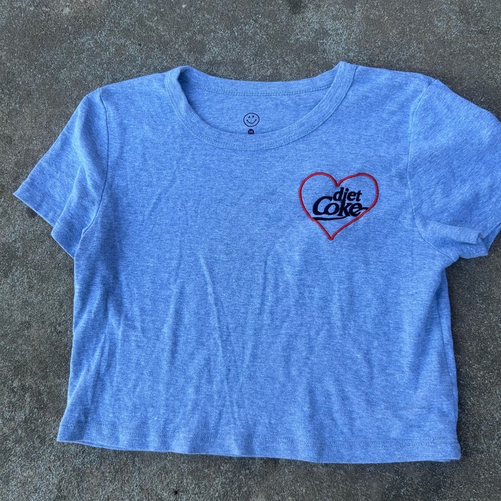 Coca Cola Blue Crop Top with Red Heart Logo
